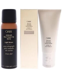 Oribe Airbrush Root Touch-Up Spray - Light Brown & Silverati Illuminating Treatment Masque Kit Women